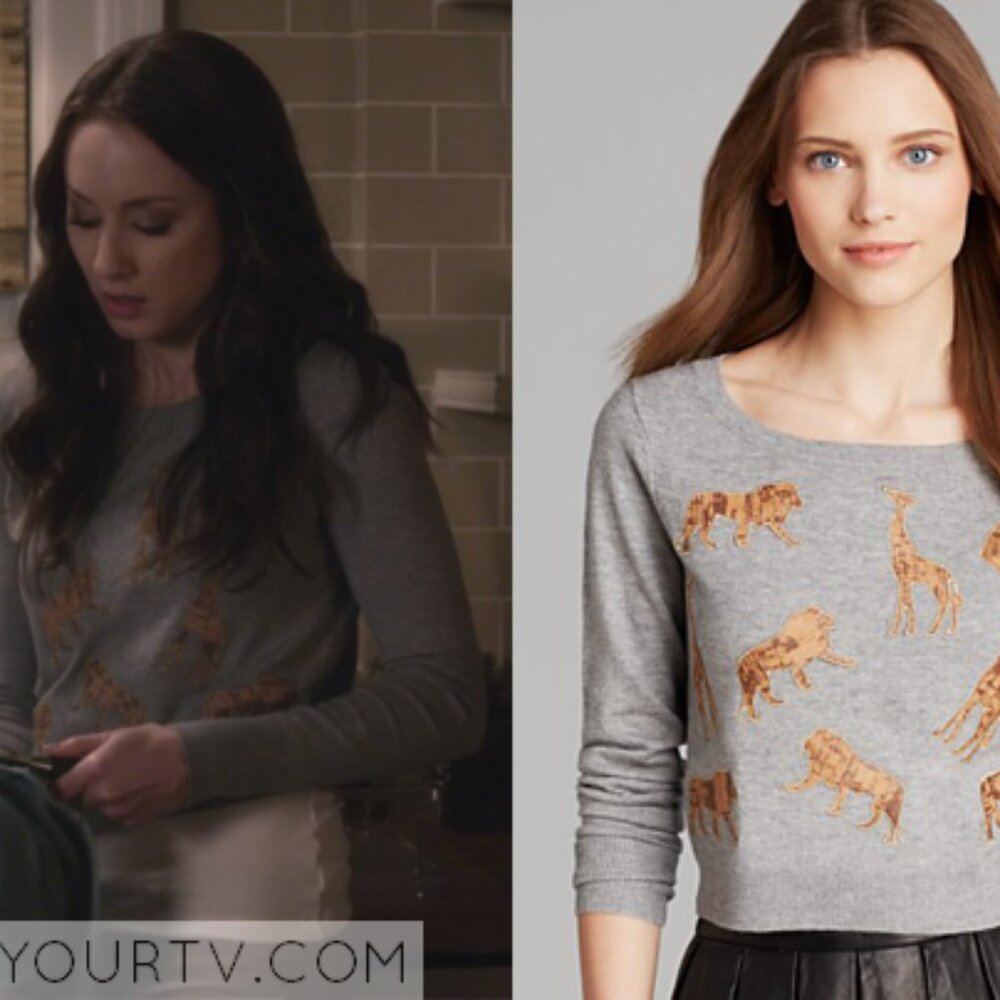 Diane von Furstenberg Praia Leather Animal Applique sweater ASO Spencer Hastings